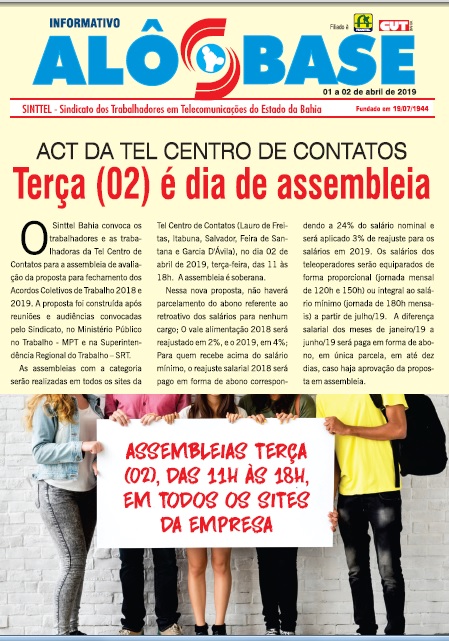 ACT da Tel Centro de Contatos: Terça (02) é dia de assembleia 