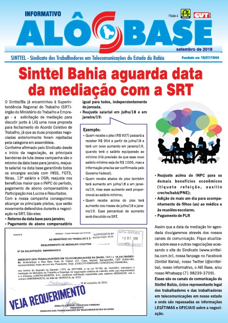 ACT da LIQ: Sinttel Bahia aguarda data da mediação com a SRT	