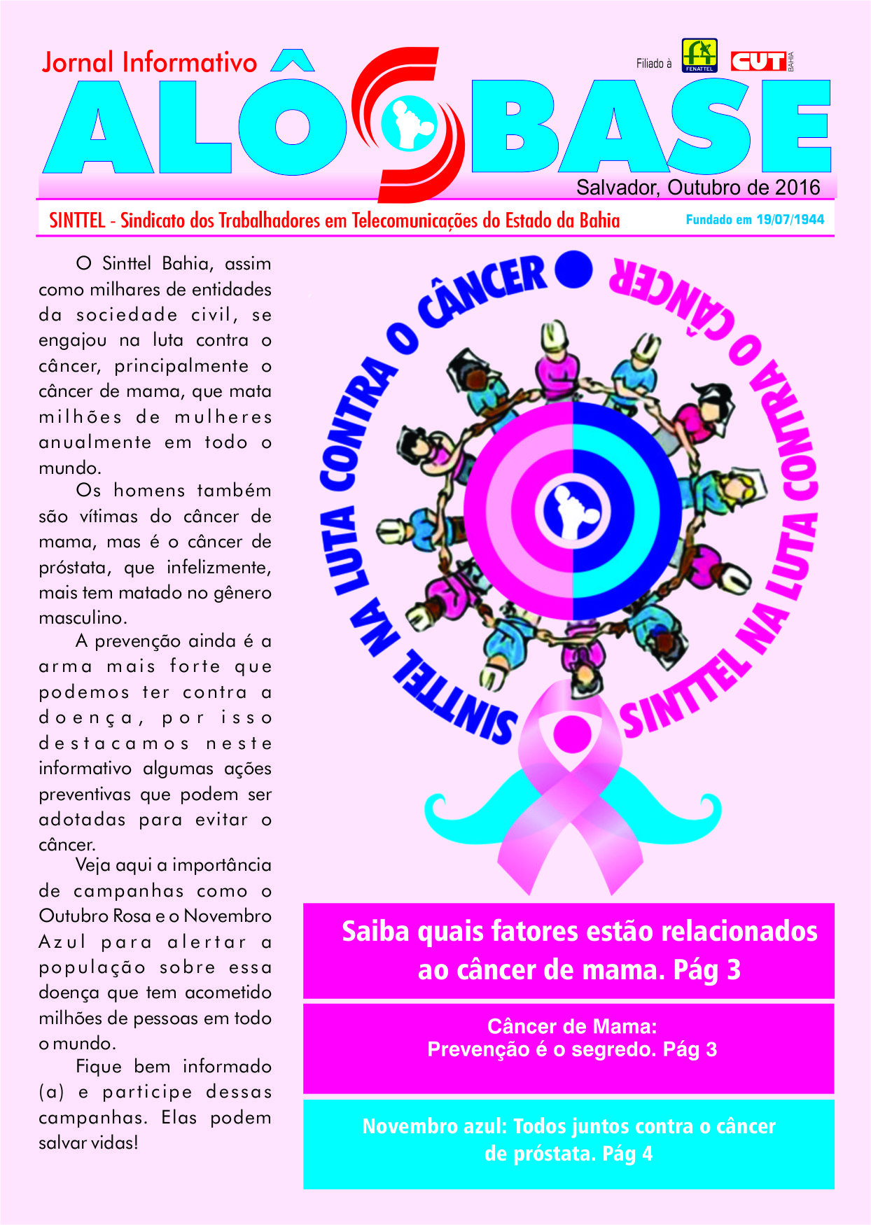#NovembroAzul - Sinttel-Ba na luta contra o câncer de próstata