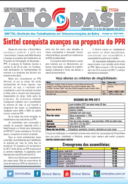 Sinttel conquista avanços da proposta do PPR da Rede Conecta