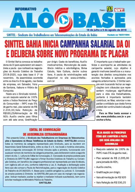 Sinttel Bahia inicia campanha salarial da OI