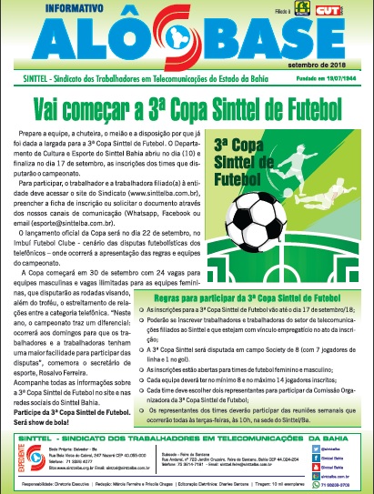 Abertas inscrições para a 3ª Copa Sinttel de Futebol